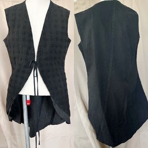 NOSTRASANTISSIMA COTTON LINEN TEXTURED HIGH LOW TIE FRONT VEST 8 MED